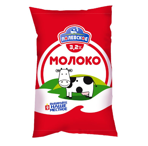 Молоко пастеризованное ПОЛЕВСКОЕ 3,2%, без змж