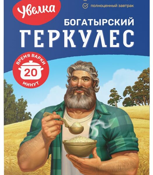 Хлопья Увелка овсяные Геркулес Богатырский 20 минут 500г