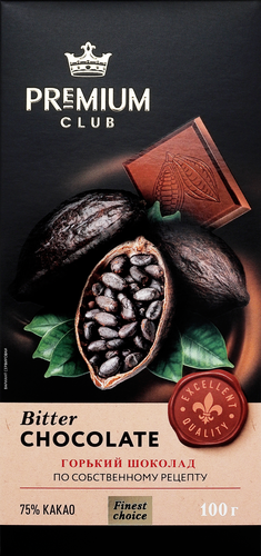 

Шоколад горький Premium Club 75% какао, 100 г