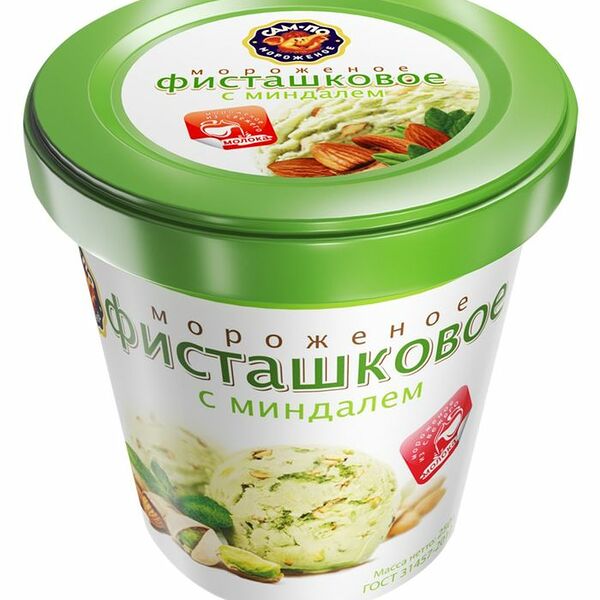 Мороженое Сам-По сливочное фисташковое с миндалем