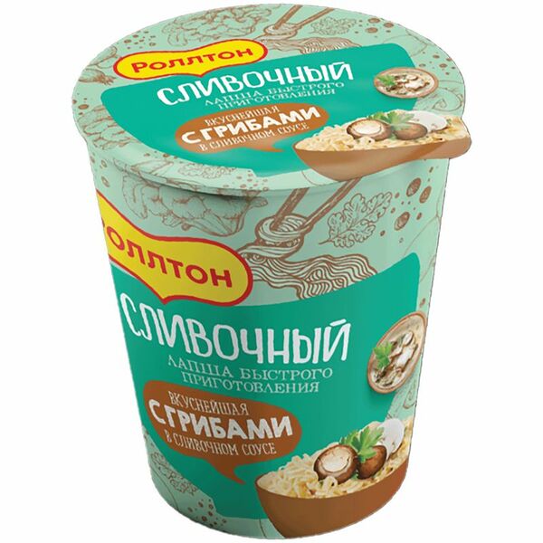 Лапша Роллтон с грибами сливочный соус