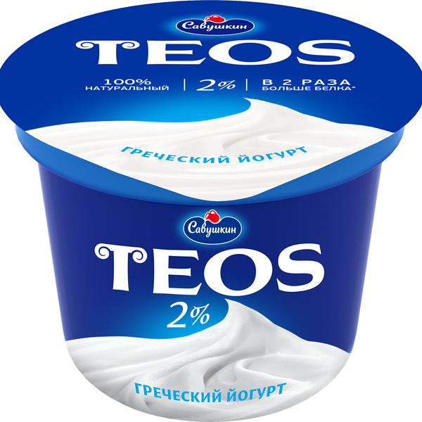 Йогурт TEOS (ТЕОС) Греческий натуральный 2% ТМ Савушкин