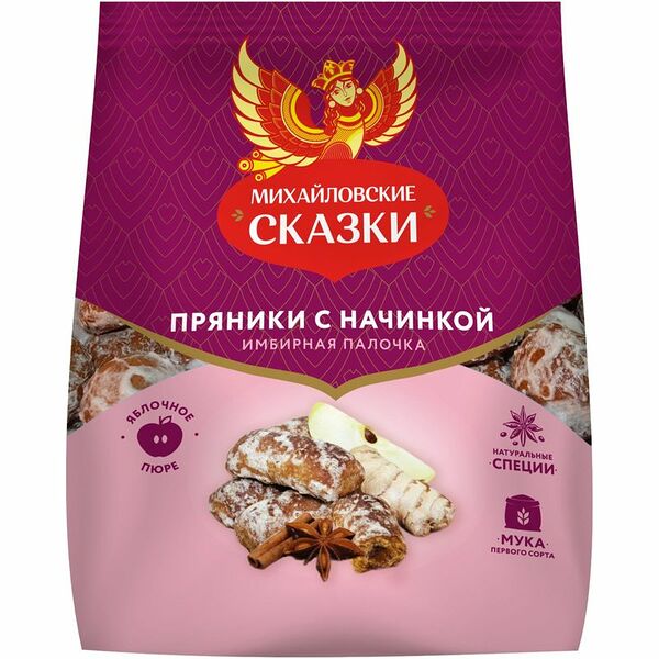 Пряники ОСКО Имбирная Палочка сырцовые с начинкой, 360г