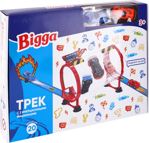 

Набор игровой BIGGA Трек с 2 инерционными машинками, 20 предметов