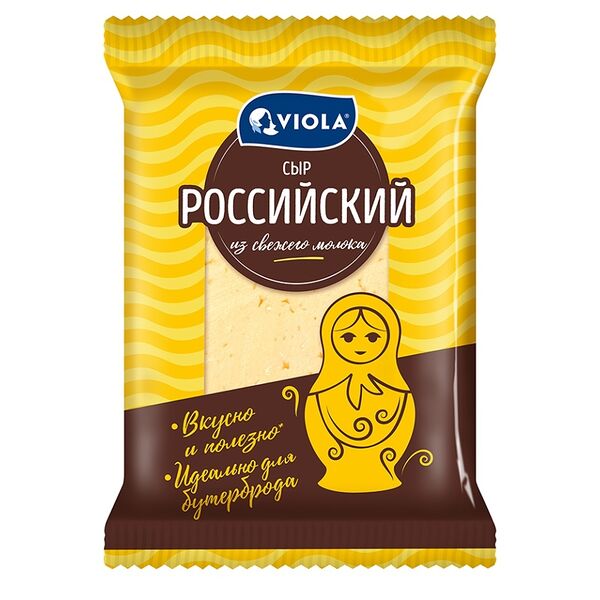 Сыр полутвердый «Российский» м.д.ж. в с.в. 50% фасованный Viola 350г, Россия