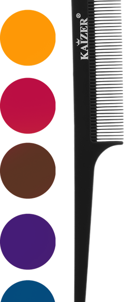 Гребень пластиковый Kaizer 1 вилка цвета в ассортименте, с ручкой