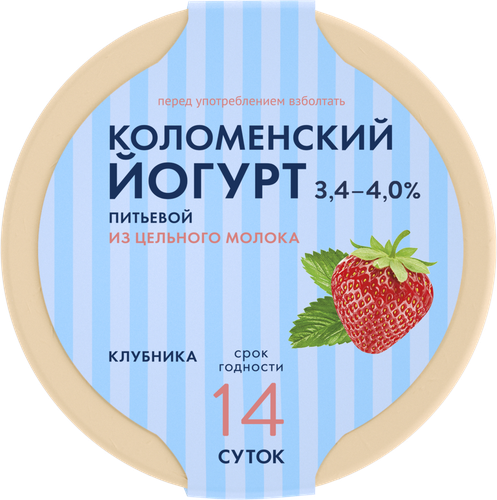 

Йогурт Коломенский Питьевой клубника 3.4-4.5% 450 г