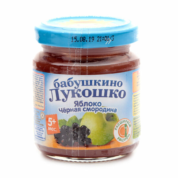 Пюре из яблок и черной смородины ТМ Бабушкино лукошко