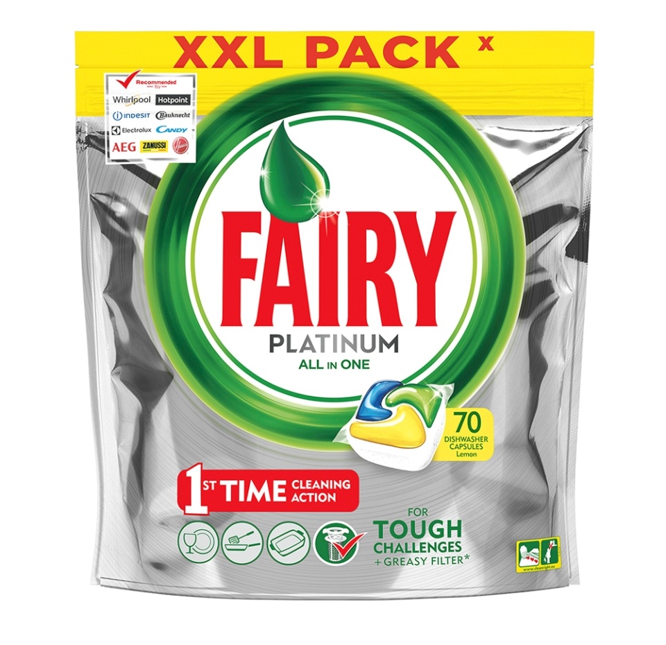 

Капсулы для посудомоечной машины Fairy Platinum All in One Лимон 70 шт.