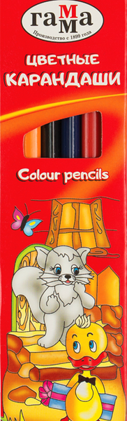 Карандаши цветные ГАММА Мультики 6 цветов трехгранные, заточенные