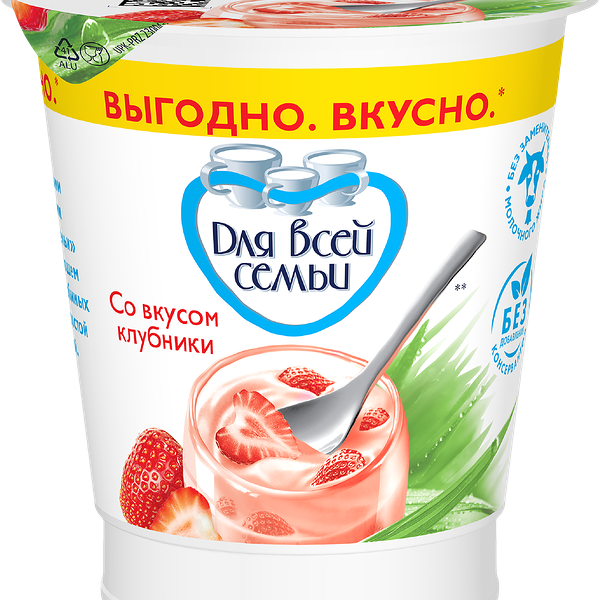 Продукт йогуртный ДЛЯ ВСЕЙ СЕМЬИ Клубника 1%, без змж, 290г
