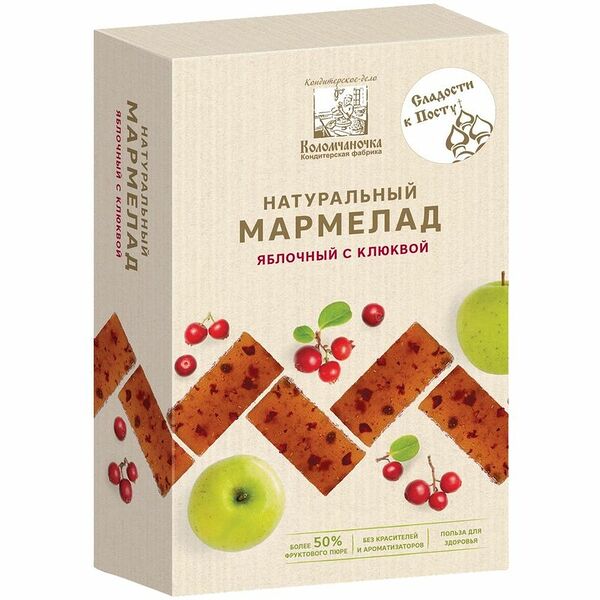 Мармелад Коломчаночка яблочный с клюквой, 160г