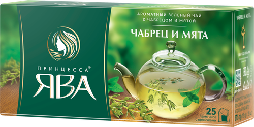 

Чай зеленый Принцесса Ява Чабрец и мята в пакетиках 25 шт.