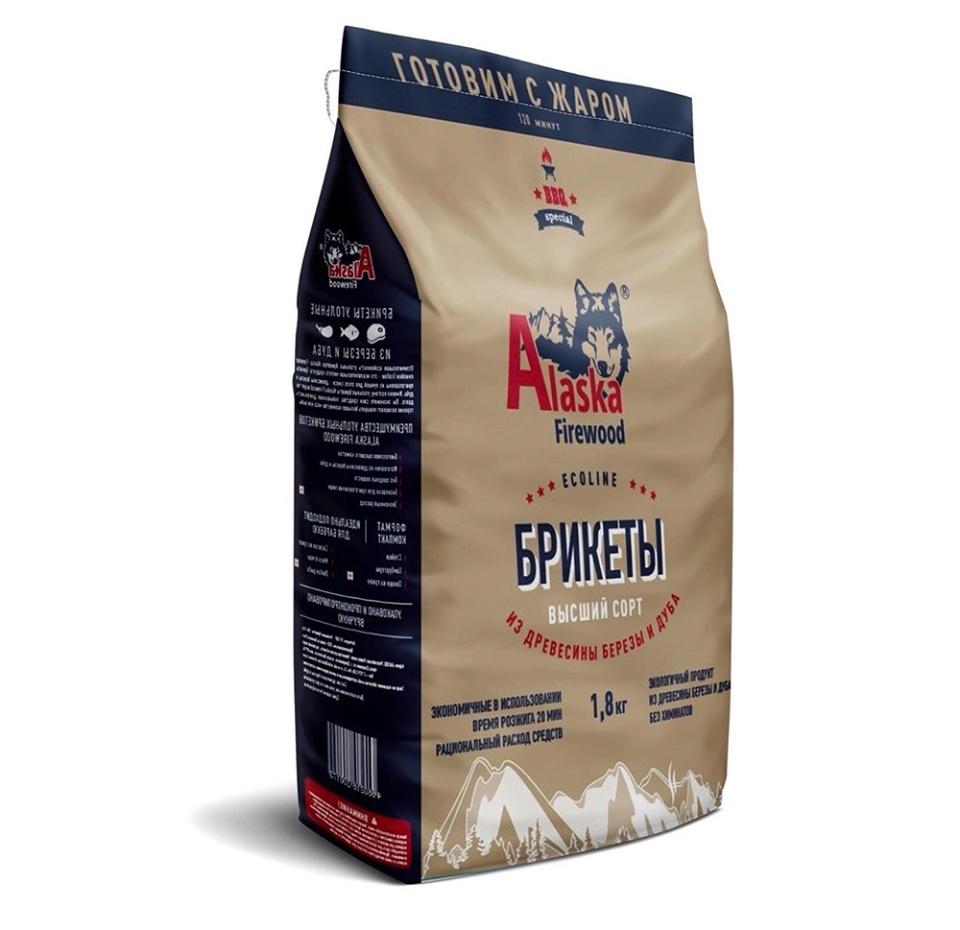 

Брикеты древесно-угольные Alaska Firewood 1.8 кг
