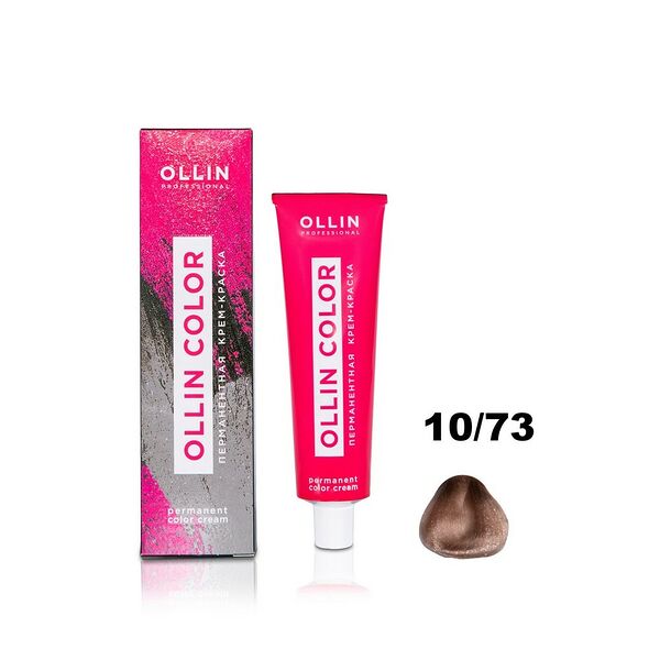Перманентная крем - краска для волос Ollin Professional Color 10/73 Светлый блондин коричнево-золотистый
