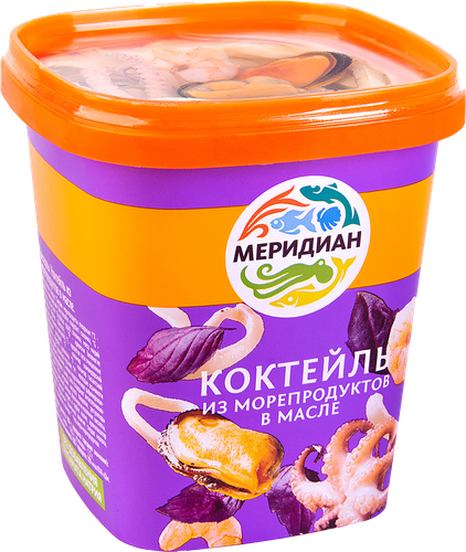 

Коктейль Меридиан из морепродуктов в масле 415 г