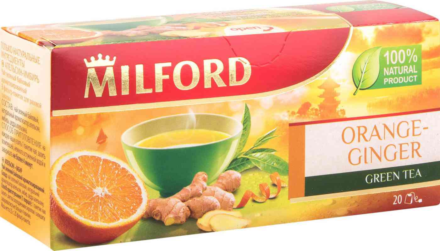 

Чай зеленый Milford с апельсином и имбирём в пакетиках 20 шт 35 г