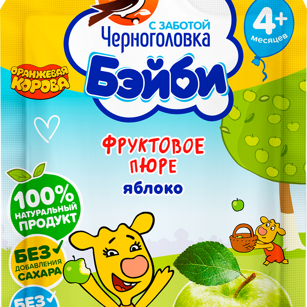 Пюре фруктовое ЧЕРНОГОЛОВКА БЭЙБИ Яблоко, с 4 месяцев, 85г