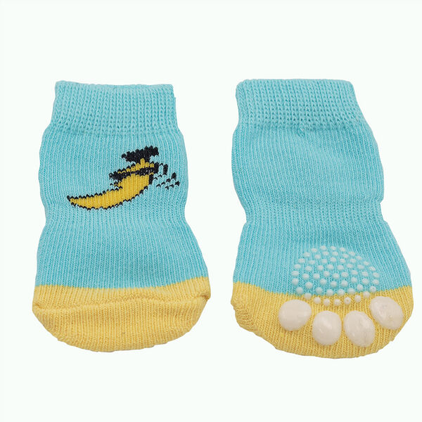 Каскад носки с прорезиненной подошвой Голубой, L