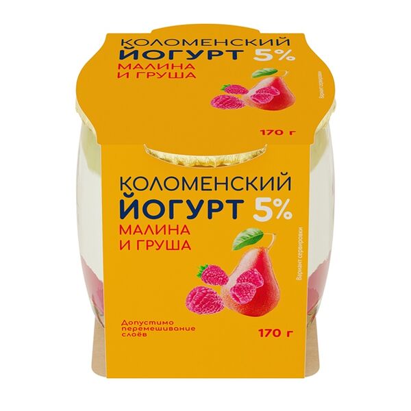 Йогурт «Малина-груша» 5%, «Коломенский» 170 г
