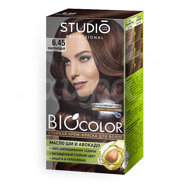Крем-краска для волос Bio Color 6.45 Масло ши и Авокадо Каштановый