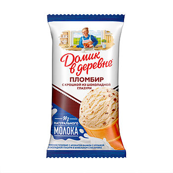Мороженое пломбир Домик в деревне с шоколадной крошкой 12%