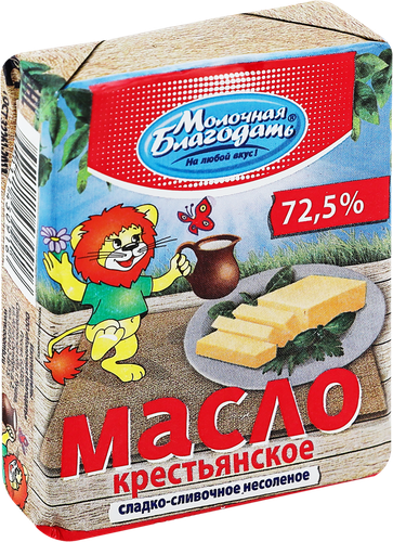 

Масло сливочное Молочная Благодать крестьянское 72.5% 180 г