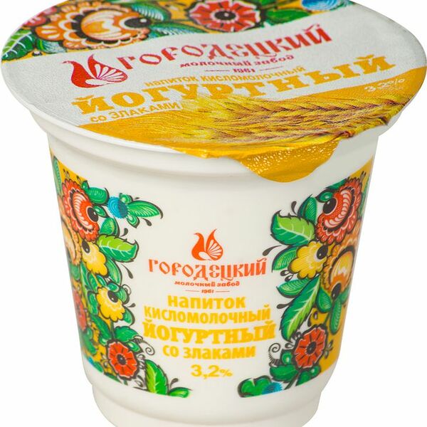 Напиток йогуртный Городецкий Молочный Завод со злаками 3.2%