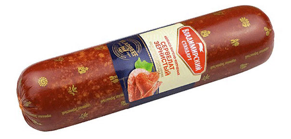 Колбаса варено-копченая Владимирский стандарт Сервелат зернистый вес