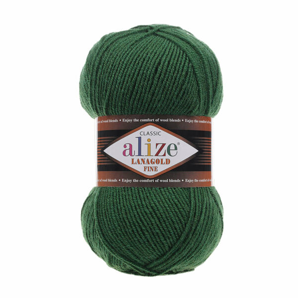 Пряжа ALIZE 'Lanagold fine' 100 гр. 390м (49%шерсть, 51% акрил)(118 зеленая трава)