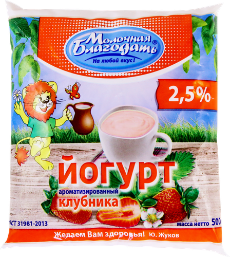 

Йогурт Молочная Благодать Клубника 2.5%, без змж, 500 г