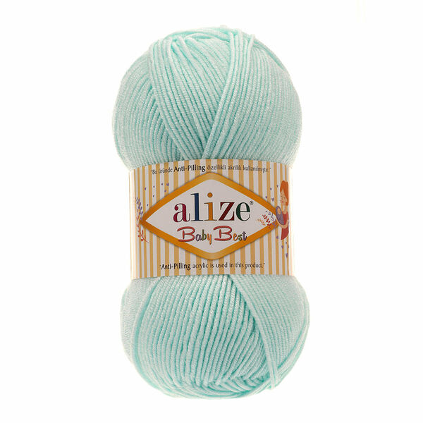 Пряжа Alize 'Baby Best' 100г 240м (10% бамбук, 90% акрил) с эффектом Антипиллинг (19 водяная зелень)