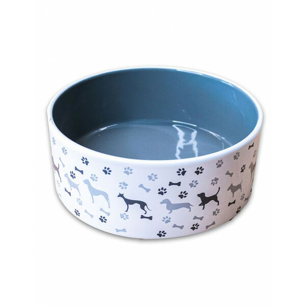 Миска Mr. Kranch керамическая для собак с рисунком серая 350 мл