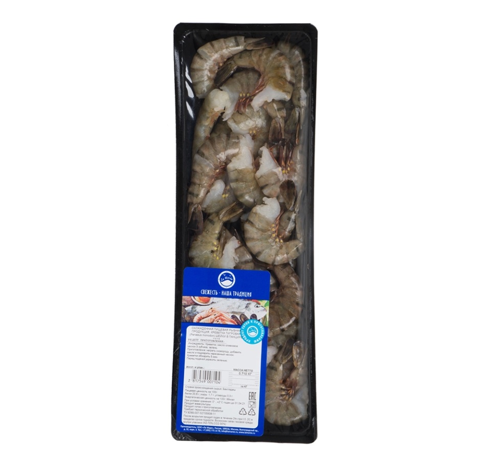 

Креветки тигровые La Maree без головы в панцире охлажденные вес