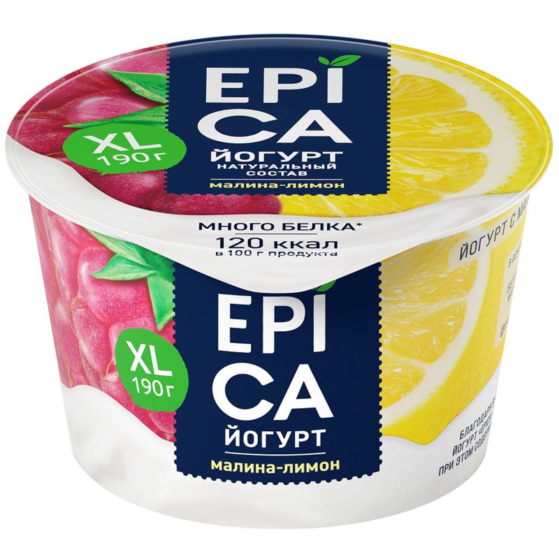 

Йогурт Epica Малина-лимон 4.8%, 190 г