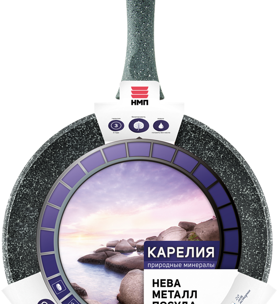 Сковорода Нева металл посуда Природные минералы Карелия, 24 см 