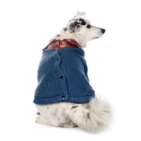 Свитер с пуговицами для собак 4XL голубой (унисекс)