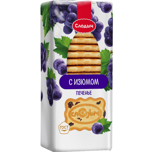 Печенье сахарное Слодыч с изюмом вес 390 гр. Слодыч БЕЛАРУСЬ