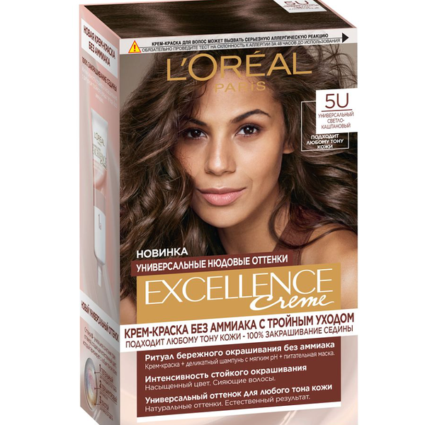 Крем-краска для волос L'Oreal Paris без аммиака Excellence Creme оттенок 5U универсальный светло-каштановый