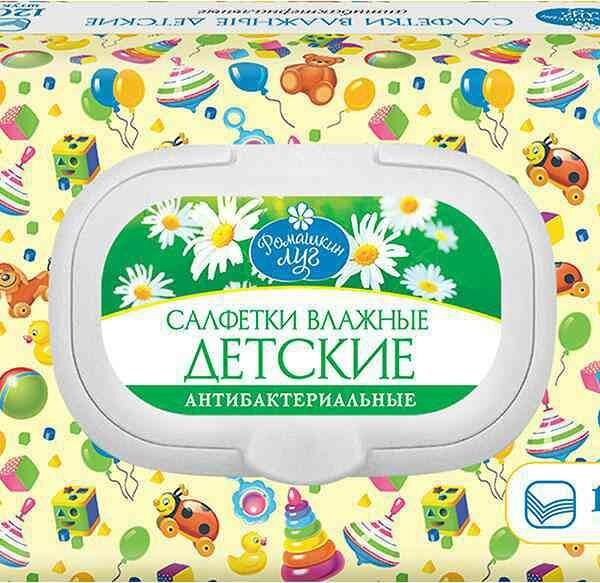 Влажные салфетки детские Ромашкин луг антибактериальные, 120 шт.