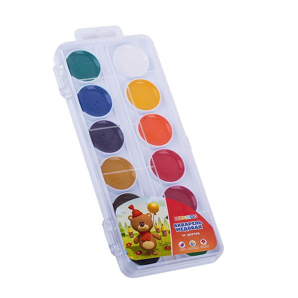 Набор акварели Цветик 12цв. в пласт пенале с петлей Цветик арт. 2742189