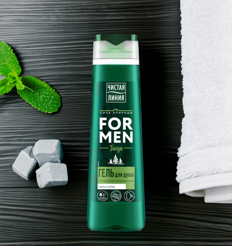 

Гель для душа Чистая линия For Men Taiga Глубокое очищение Хмель и уголь 400 мл