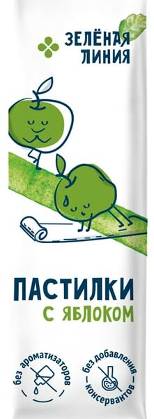 Пастилки Зеленая линия фруктовые Яблоко 27г