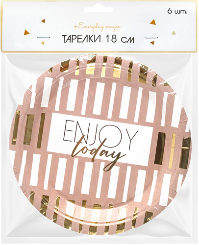 Тарелки одноразовые Party d=18 см бумажные, с тиснением, 6 шт, дизайн в ассортименте