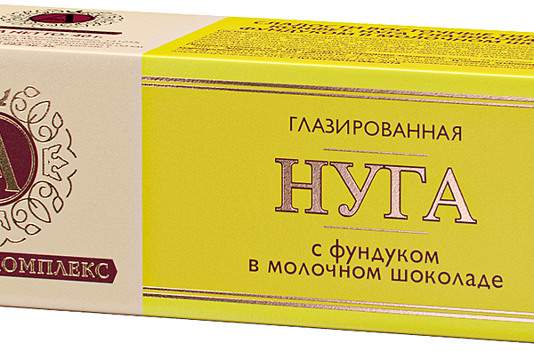 Нуга глазированная с фундуком в молоч.шокол. 40г  А.РОСТАГРОКОМПЛЕКС