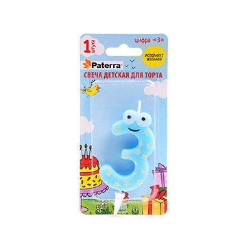 Свеча для торта Paterra Детская Цифра 3
