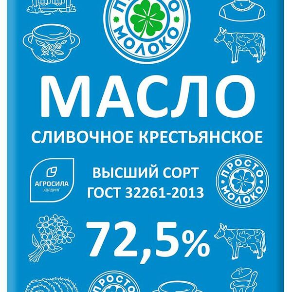 Масло сливочное Просто молоко крестьянское 72.5%