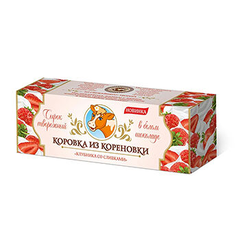 Сырок творожный Коровка из Кореновки клубника со сливками глазированный в белом шоколаде 23%, 40 г