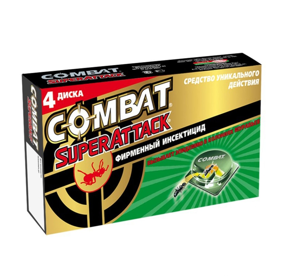 

Ловушка Combat для муравьёв Super Attak Henkel Home Care Korea Ltd 4-е диска Южная Корея