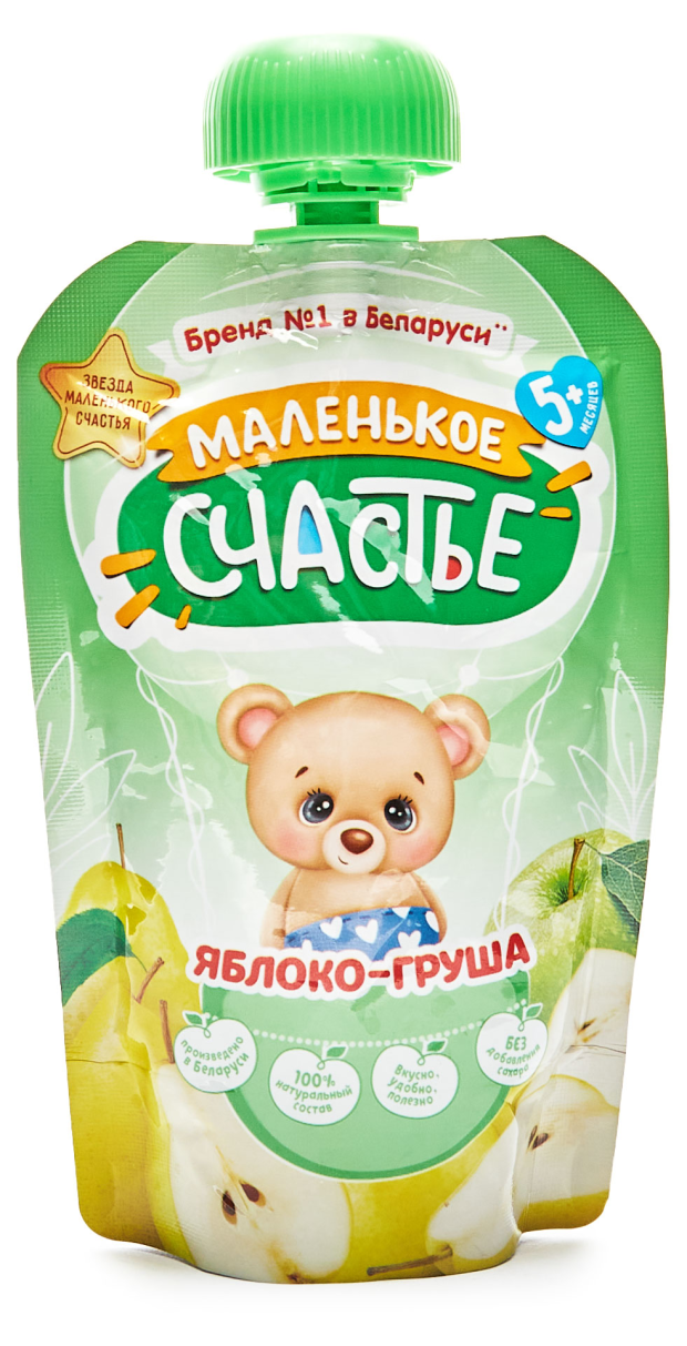 

Пюре фруктовое Маленькое счастье яблоко груша с 5 месяцев 90 г